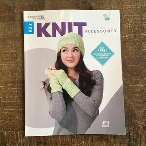 Leisure Arts Knit Accessories Pattern Book Knitting Scarf Hat Mittens Mitts Cowl
